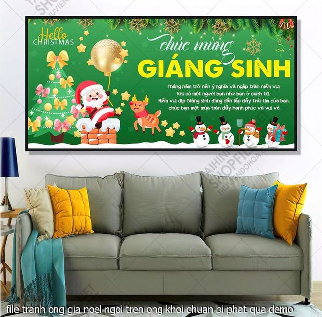 tranh cong giao file tranh ong gia noel ngoi tren ong khoi chuan bi phat qua
